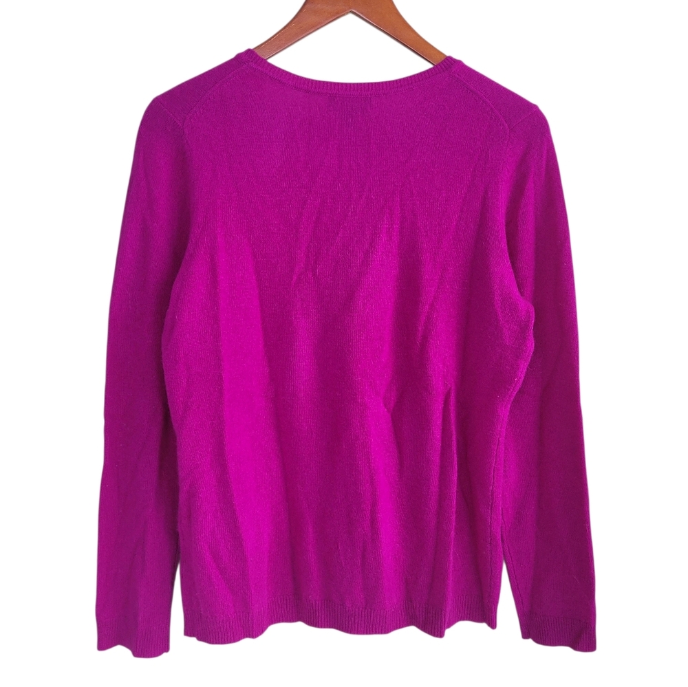 Charter Club 100% Cashmere Crew Neck Sweater Magenta Womens Medium - Picture 2 of 4